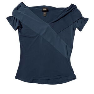 Vintage Donna Top Size XS Blue Short Sleeve Off the Shoulder Y2K